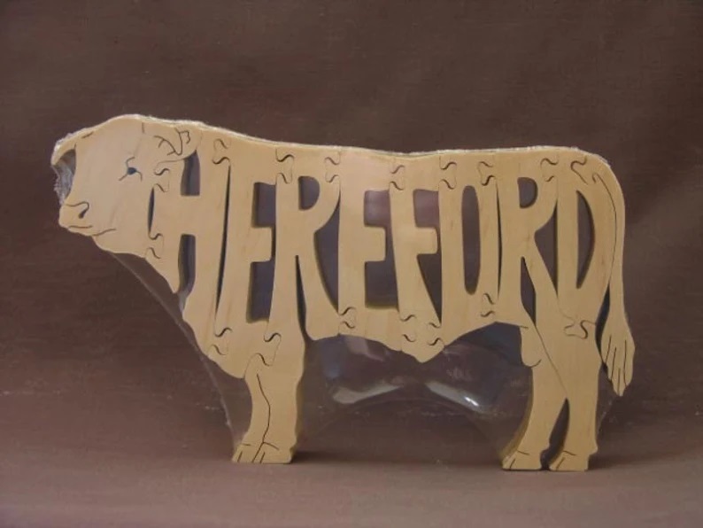 Wood Hereford Bull Puzzles For Sale