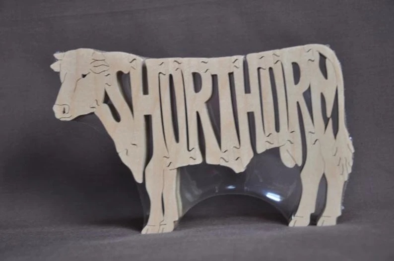 Wood Shorthorn Bull Puzzles For Sale