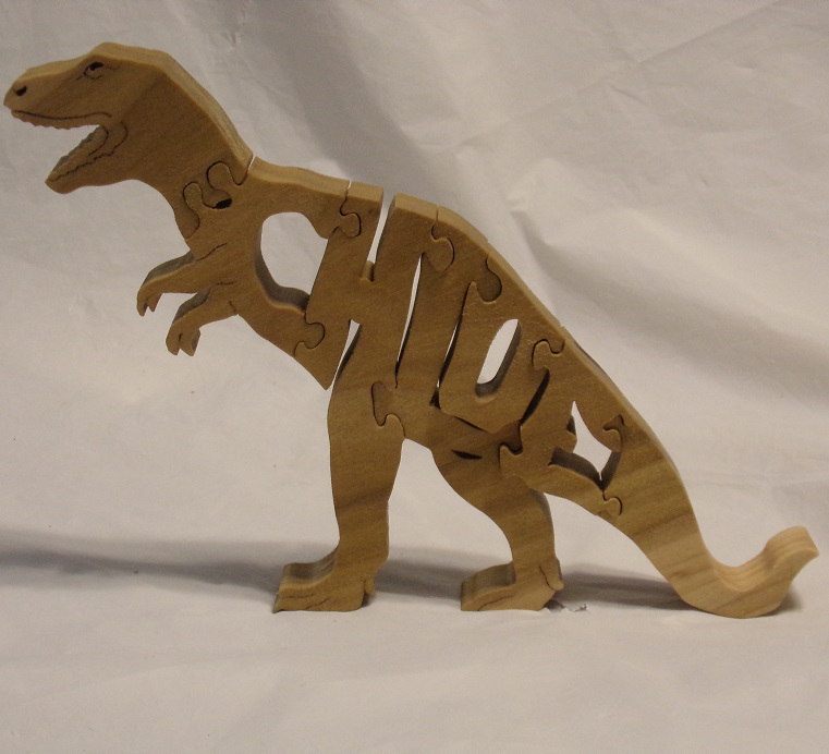 Custom Name T-Rex Dinosaur Wood Puzzles and gifts For Sale