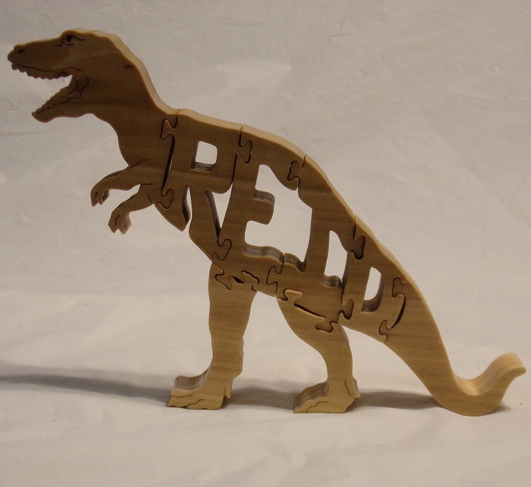 Custom Name T-Rex Dinosaur Wood Puzzles and gifts For Sale