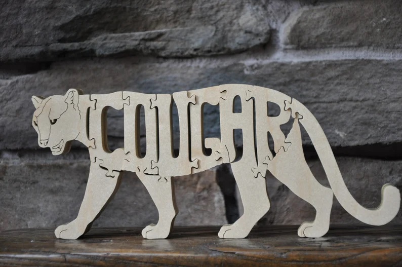 Wood Cougar Puzzle For Sale