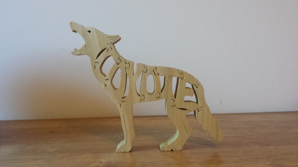 Wood Coyote Standing Puzzle For Sale
