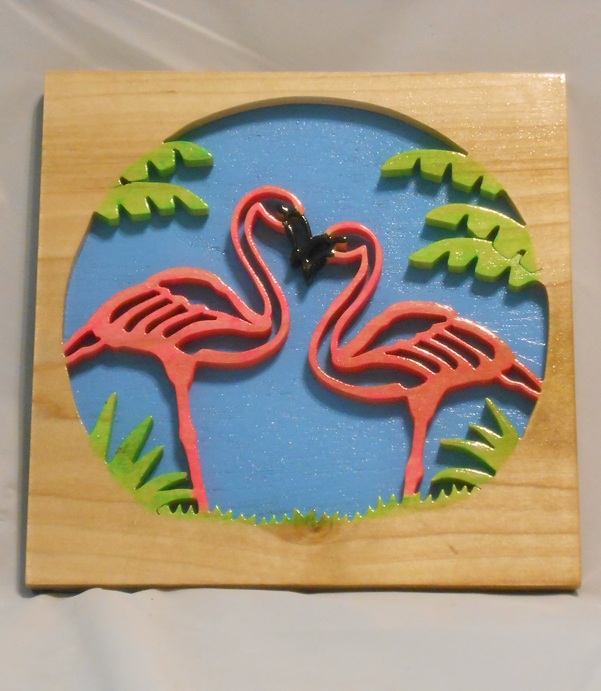 Wood Flamingos Art work For Sale