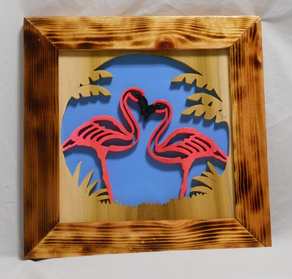 Wood Flamingos Art work For Sale