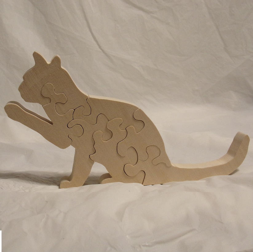 Children's Hand Made Wood Puzzles | Cat Puzzle Art Project For Sale