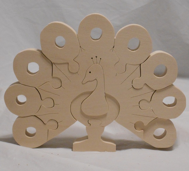 Children's Hand Made Wood Puzzles | Peacock Puzzle Art Project For Sale