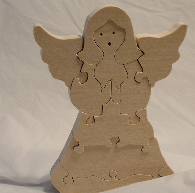 Children's Hand Made Wood Christmas Puzzles | Angel Puzzle Art Project For Sale