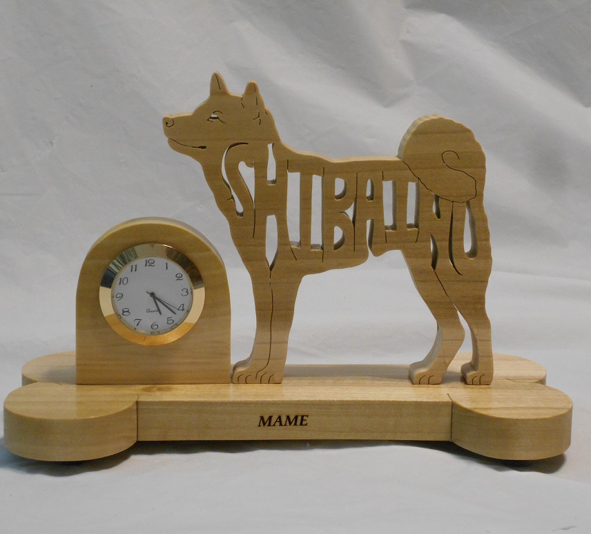 Wood Shiba Inu dog breed Clock For Sale