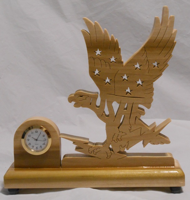 Wood USAF Falcon Mascot Clock For Sale