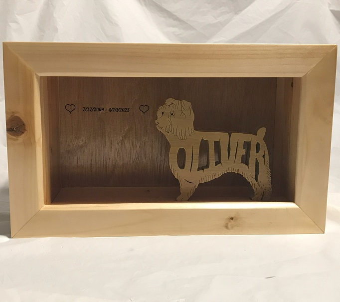 Wood Shadow Box and Statuette For Sale