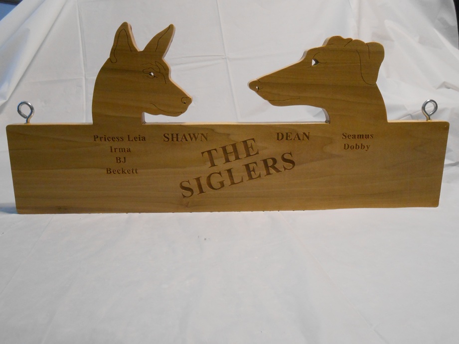 Wood Dog head Hanging sign For Sale
