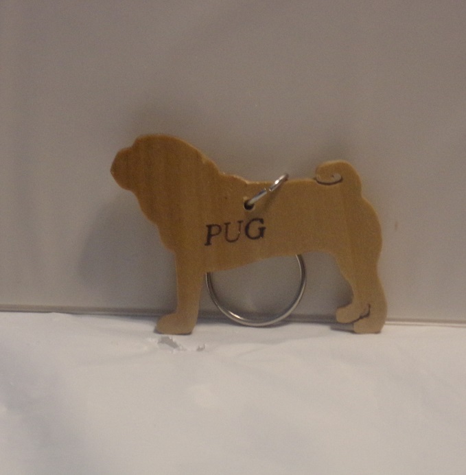 Pug Wooden Key Fobs For Sale