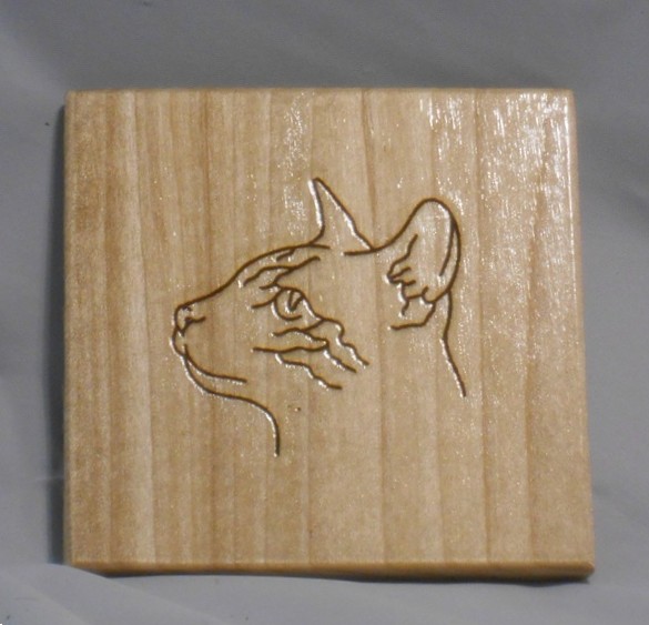 Wood Tabby Cat Coaster For Sale