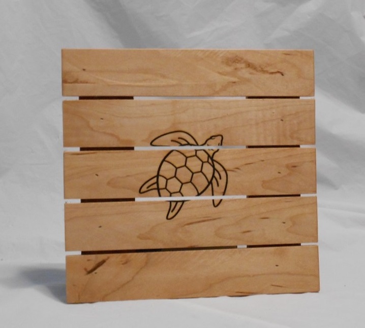 Engraved Maple Wood Trivet For Sale