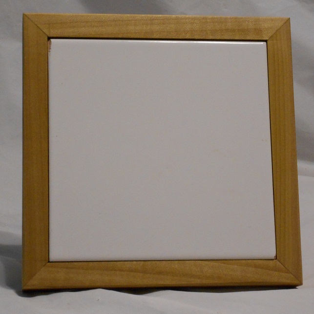 White Tile and Wood Trivet For Sale