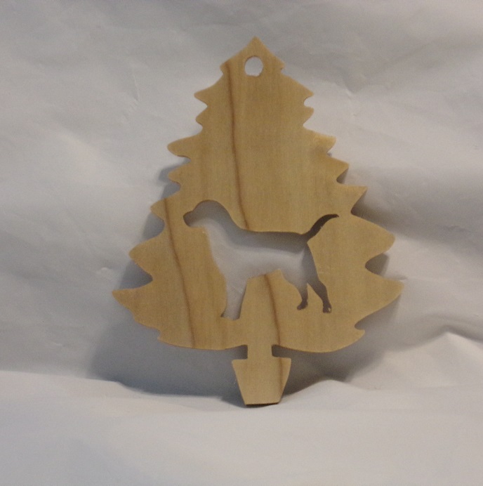 Hand Crafted Wood Beagle Tree Hanging Ornament For Sale