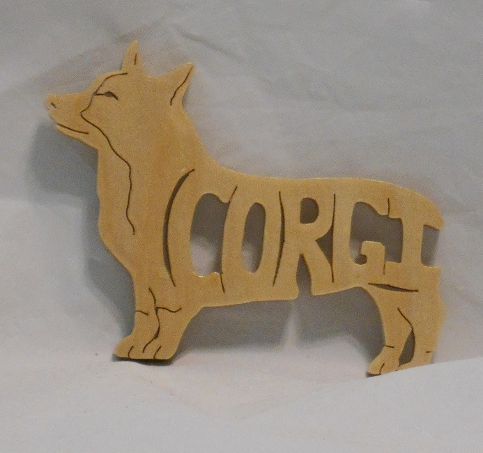 Hand Crafted Wood Corgi Magnet For Sale