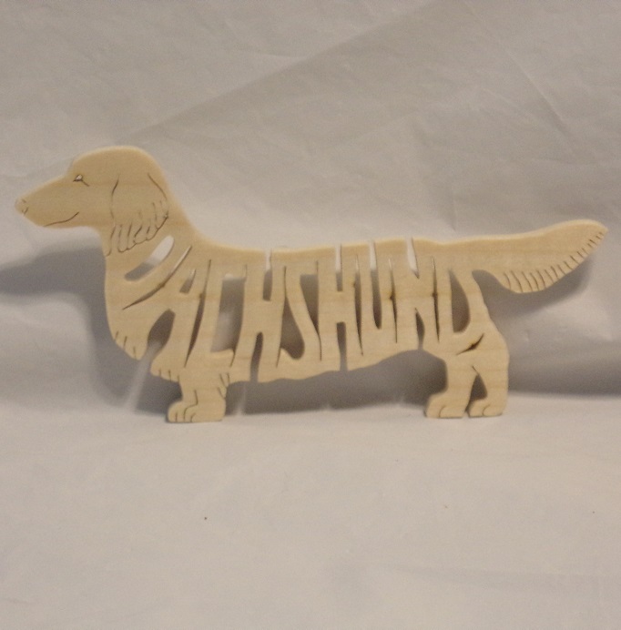 Hand Crafted Wood Dachshund long Hair Magnet For Sale