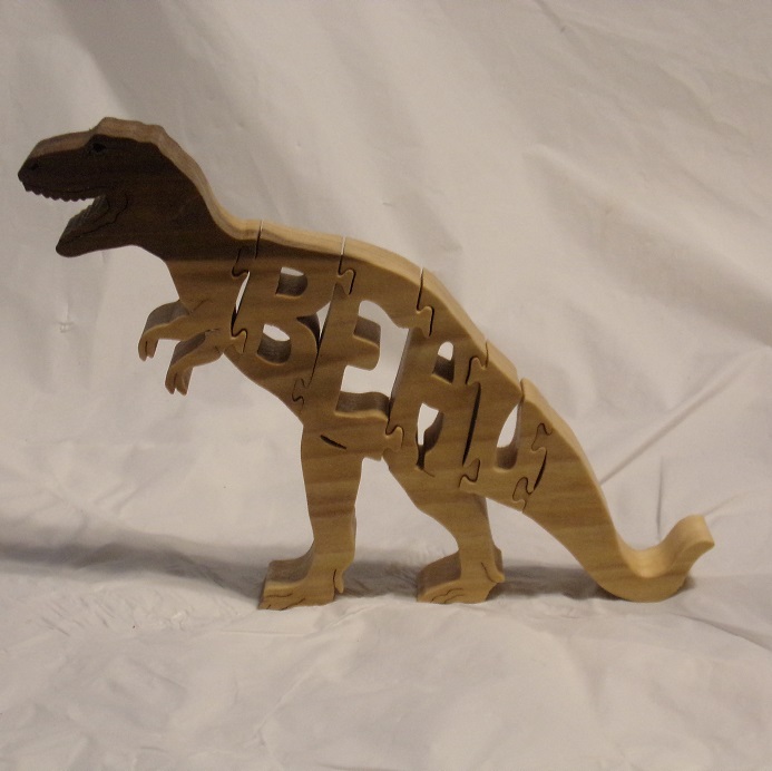 Custom Name T-Rex Dinosaur Wood Puzzles and gifts For Sale