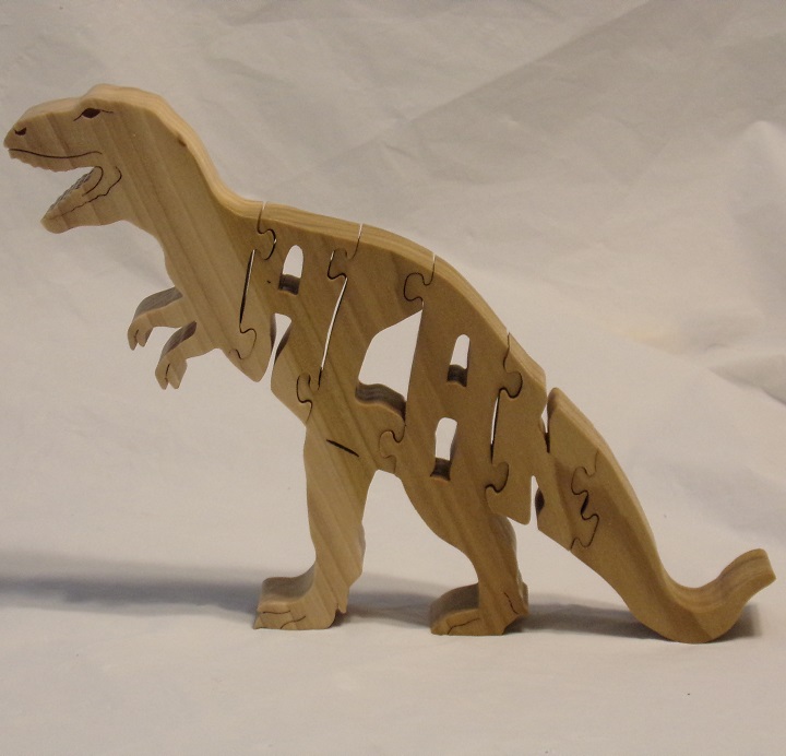 Custom Name T-Rex Dinosaur Wood Puzzles and gifts For Sale