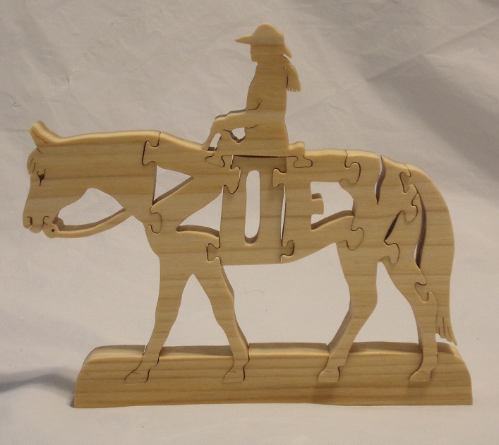 Custom Engraved Name Barrel Racer Horse  Wood Puzzles and gifts For Sale