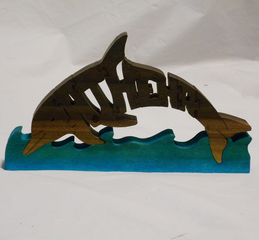 Custom Name Wood Dolphin Puzzles and gifts For Sale