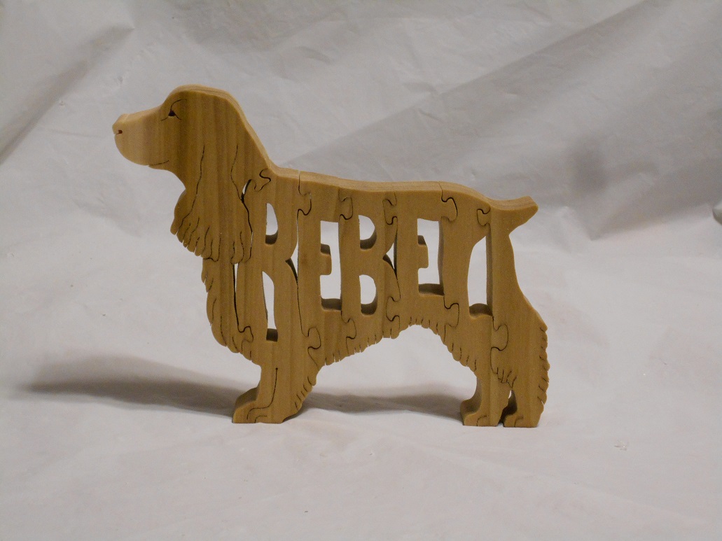 Custom Name English Cocker Spaniel Wood Puzzles and gifts For Sale