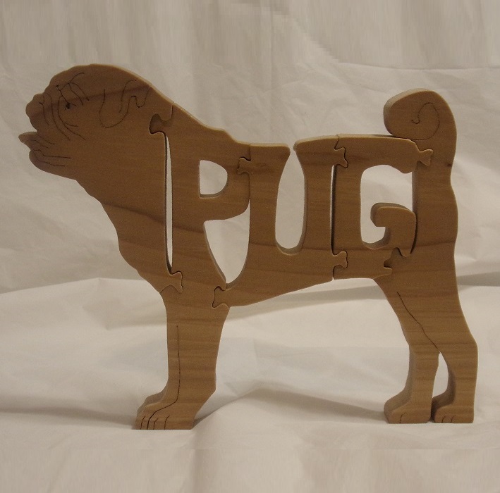 Wood Pug Puzzle For Sale