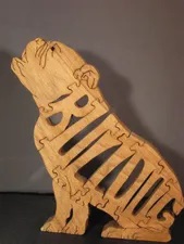 Wood Bulldog Sitting  Puzzle For Sale