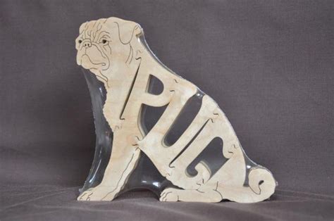 Wood Pug (Sitting) Puzzle For Sale