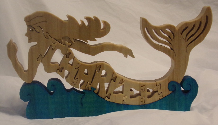 Custom Name Wood Mermaid Puzzles and gifts For Sale