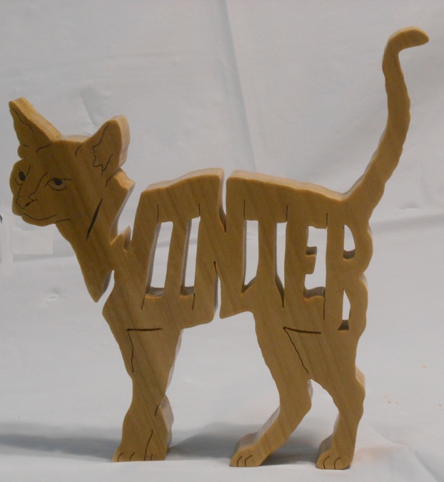 Wood Custom Cat Statuette For Sale