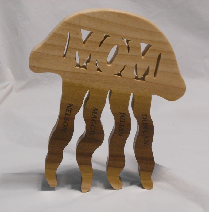 Wood Jellyfish Statuette 