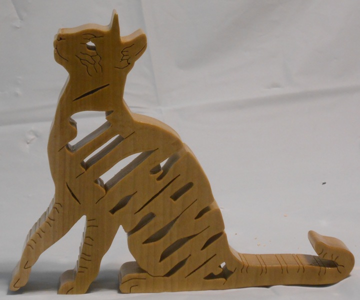 Wood Custom Cat Statuette For Sale