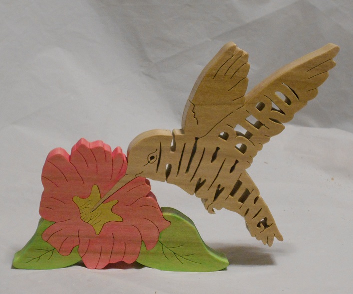 Wood Hummingbird Statuette For Sale