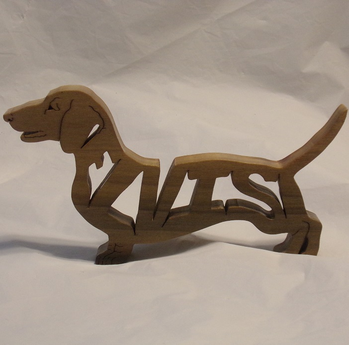 Custom Name Wood dachshund Statuettes and gifts For Sale