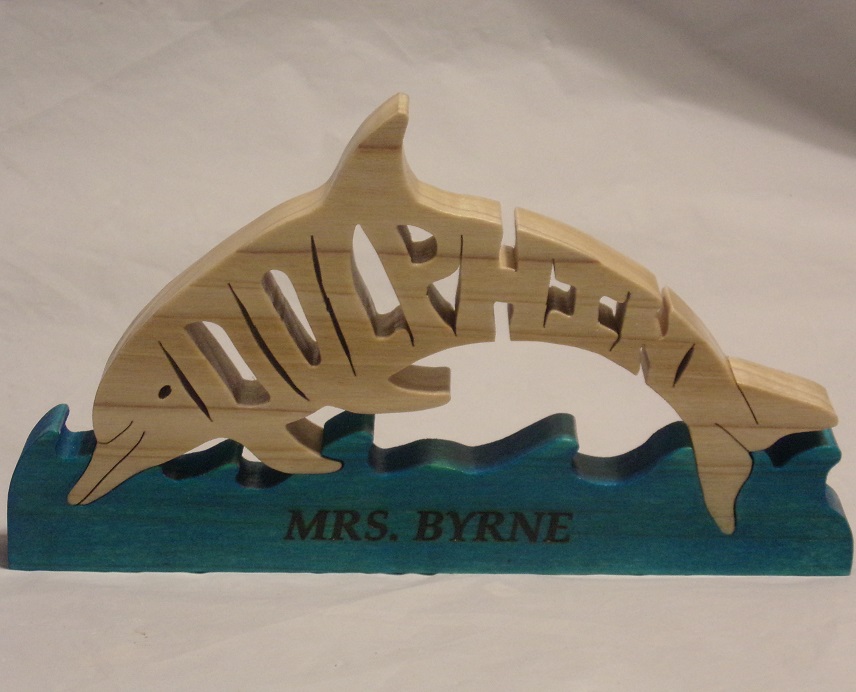 Custom Name Wood Dolphin Statuettes and gifts For Sale