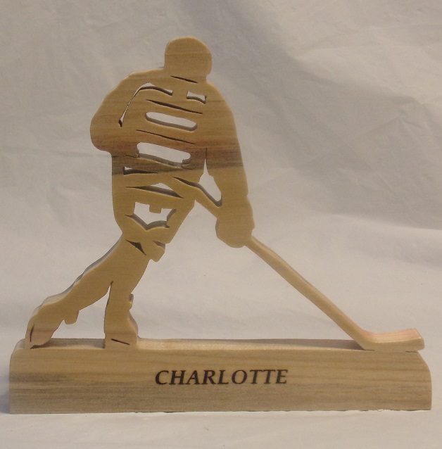 Custom Name Wood Hockey Statuettes and gifts For Sale