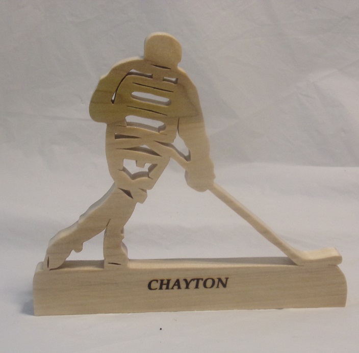 Custom Name Wood Hockey Statuettes and gifts For Sale