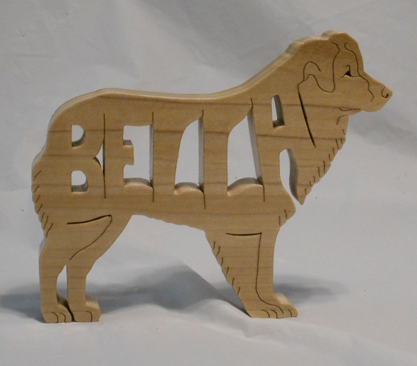 Custom Name Wood Aussie Dog Breed Statuettes