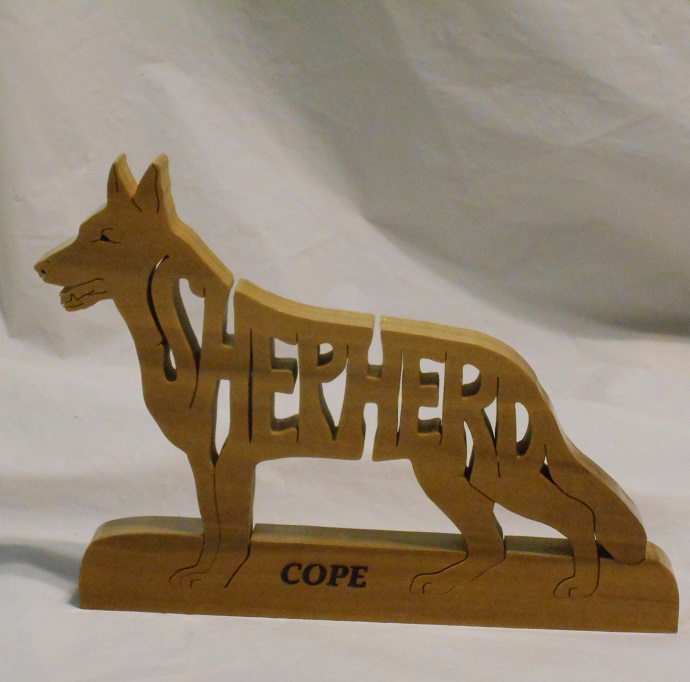 Custom Engraved Name Wood Shepherd Statuettes