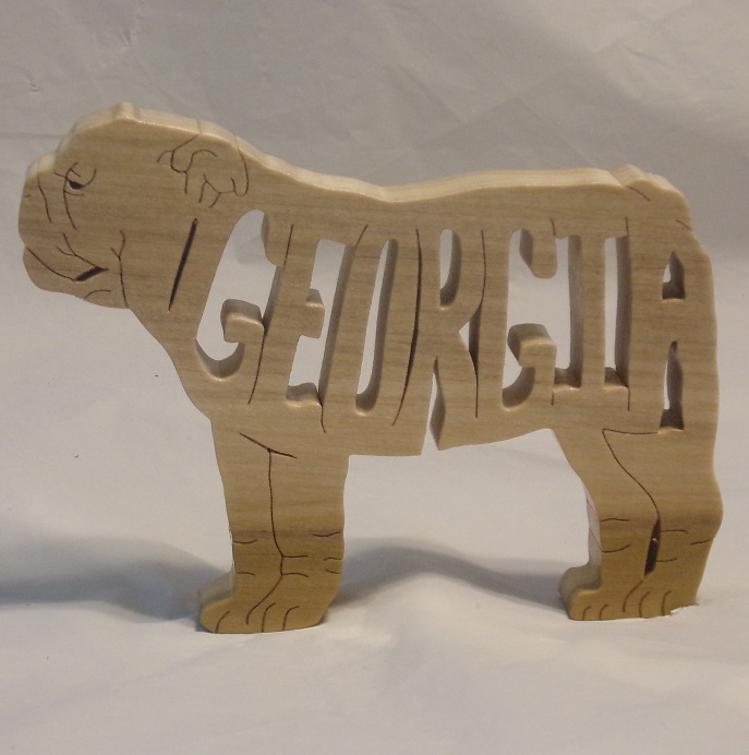 Wood Georgia Bulldog Statuette and gifts For Sale