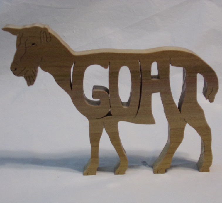 Wood Goat Statuette For Sale