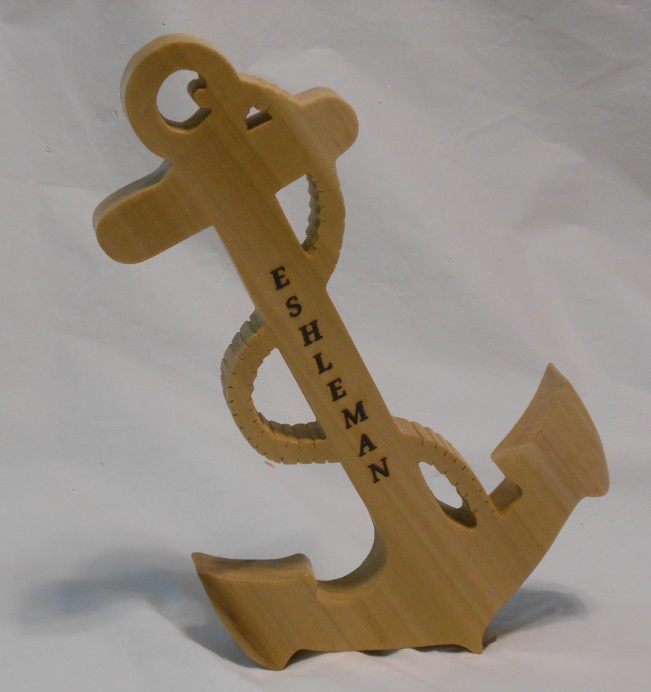 Engraved Wood Anchor Statuette