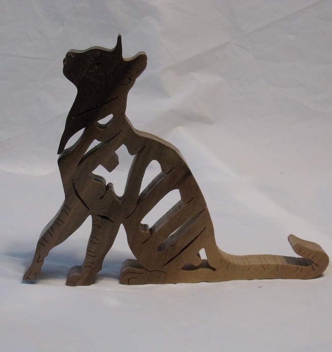 Wood Rescue Cat Statuette For Sale