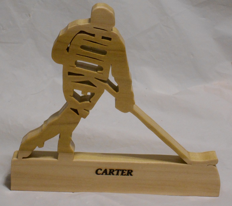 Custom Name Wood Hockey Statuettes and gifts For Sale