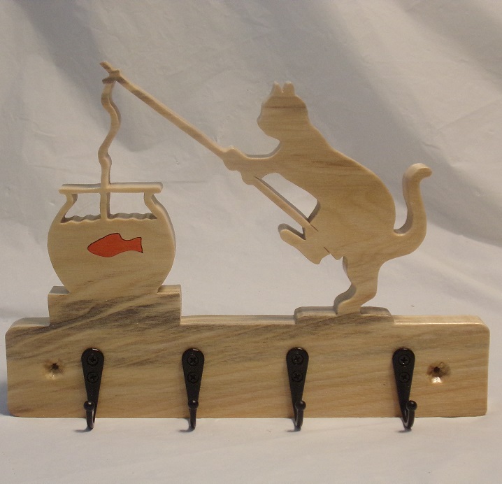 Cat Fishing Wood Wall Hangers For Sale