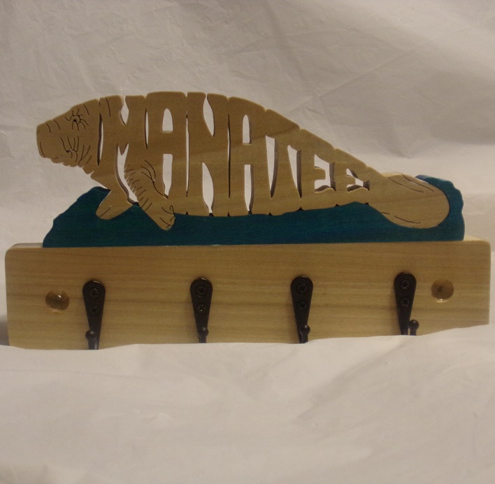 Manatee Wood Leash/Key Hangers For Sale