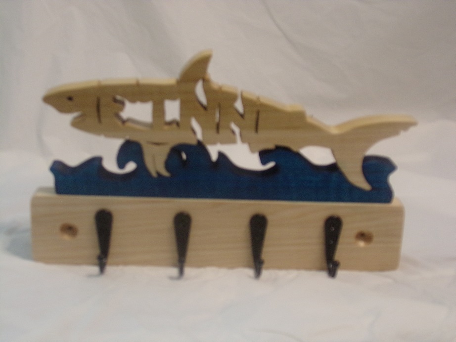 Custom Name Shark Wood Wall Hangers For Sale