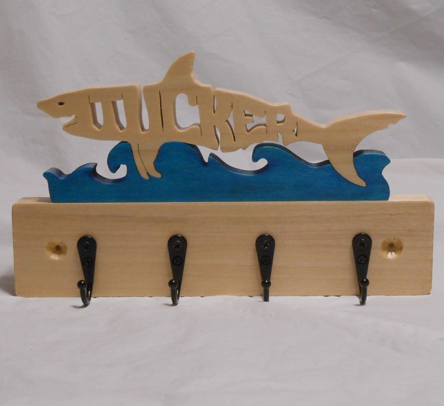 Custom Name Shark Wood Wall Hangers For Sale